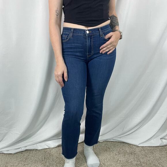 L'Agence Jeans Womens Mid Rise Dark Wash Straight Leg Jeans Size 27 - Picture 1 of 8